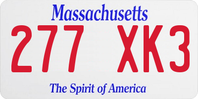 MA license plate 277XK3