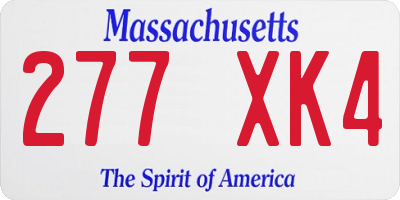 MA license plate 277XK4