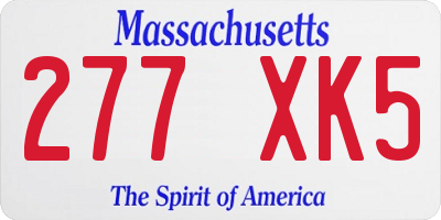 MA license plate 277XK5