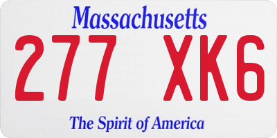 MA license plate 277XK6