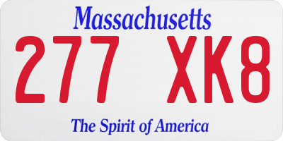 MA license plate 277XK8