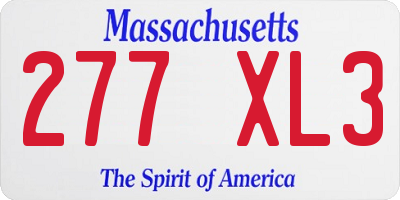 MA license plate 277XL3