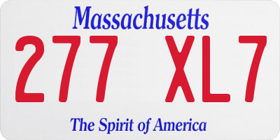 MA license plate 277XL7
