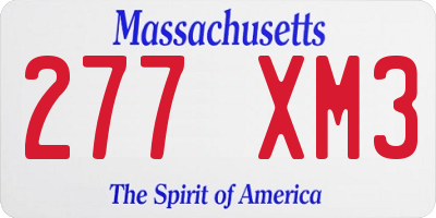 MA license plate 277XM3