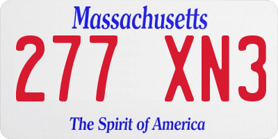 MA license plate 277XN3
