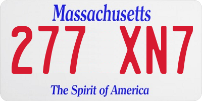 MA license plate 277XN7