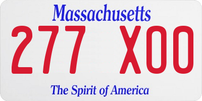 MA license plate 277XO0