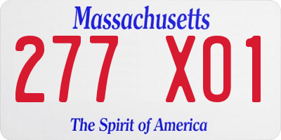 MA license plate 277XO1