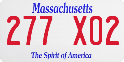 MA license plate 277XO2