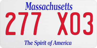 MA license plate 277XO3