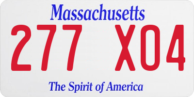 MA license plate 277XO4