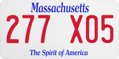 MA license plate 277XO5