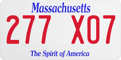 MA license plate 277XO7