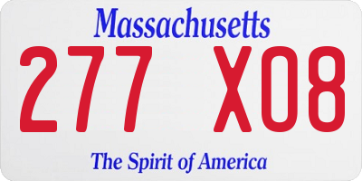 MA license plate 277XO8