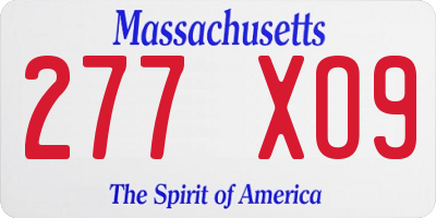 MA license plate 277XO9