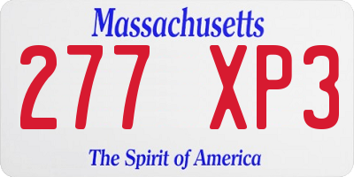 MA license plate 277XP3