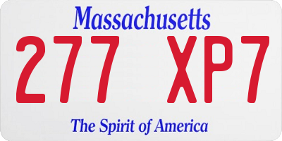 MA license plate 277XP7