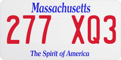 MA license plate 277XQ3