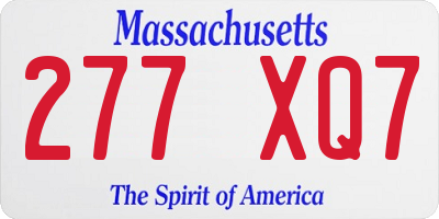 MA license plate 277XQ7