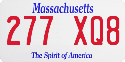 MA license plate 277XQ8