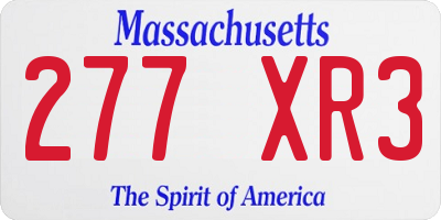 MA license plate 277XR3