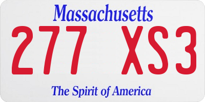 MA license plate 277XS3