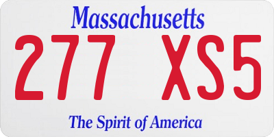 MA license plate 277XS5