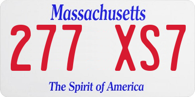 MA license plate 277XS7