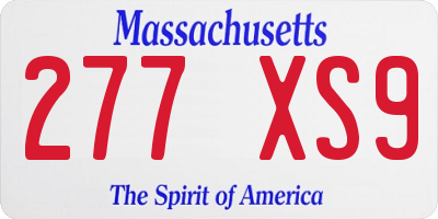 MA license plate 277XS9