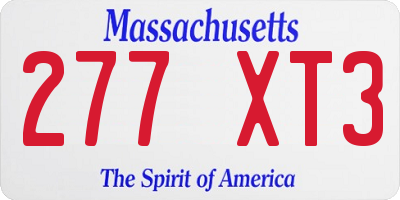 MA license plate 277XT3
