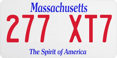 MA license plate 277XT7