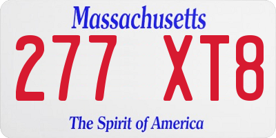 MA license plate 277XT8