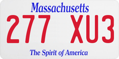 MA license plate 277XU3