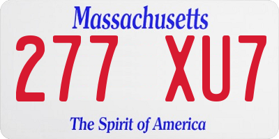 MA license plate 277XU7