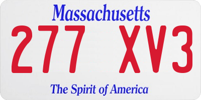MA license plate 277XV3