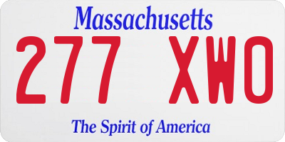 MA license plate 277XW0