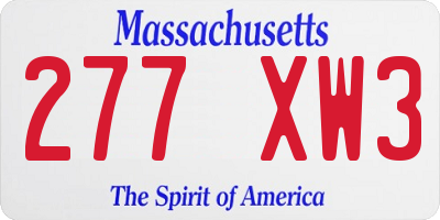 MA license plate 277XW3