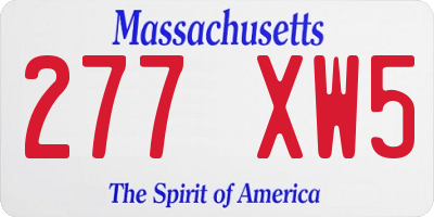 MA license plate 277XW5