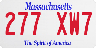 MA license plate 277XW7