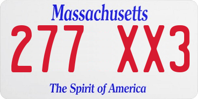 MA license plate 277XX3