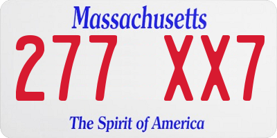 MA license plate 277XX7