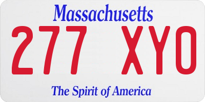 MA license plate 277XY0