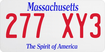 MA license plate 277XY3
