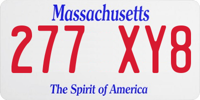 MA license plate 277XY8
