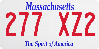 MA license plate 277XZ2