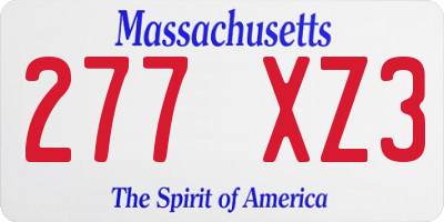 MA license plate 277XZ3