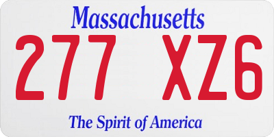 MA license plate 277XZ6