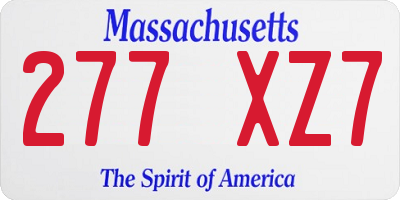 MA license plate 277XZ7