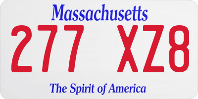 MA license plate 277XZ8