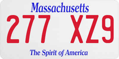 MA license plate 277XZ9